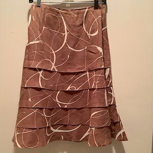 Classic Acorn Cinnamon Sassy tiered Linen Flared Skirt, Fully lined, Size 14